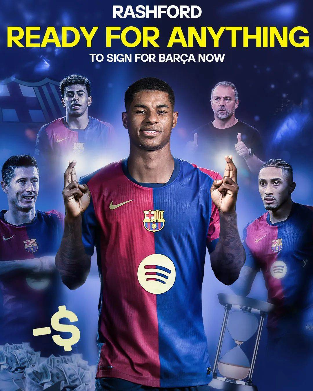 曝曼联准备3500万卖拉什福德！其已与巴萨谈降薪，求助超级经纪人